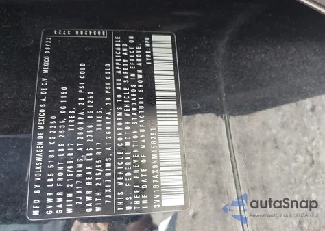 2022 Volkswagen Tiguan 2.0T S z USA, uszkodzony, nr VIN 3VV1B7AX9NM158751